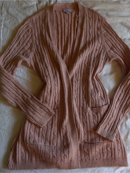 Kim Rogers Sweaters - Kim Rogers Pink Cable-Knit Open Front Cardigan
